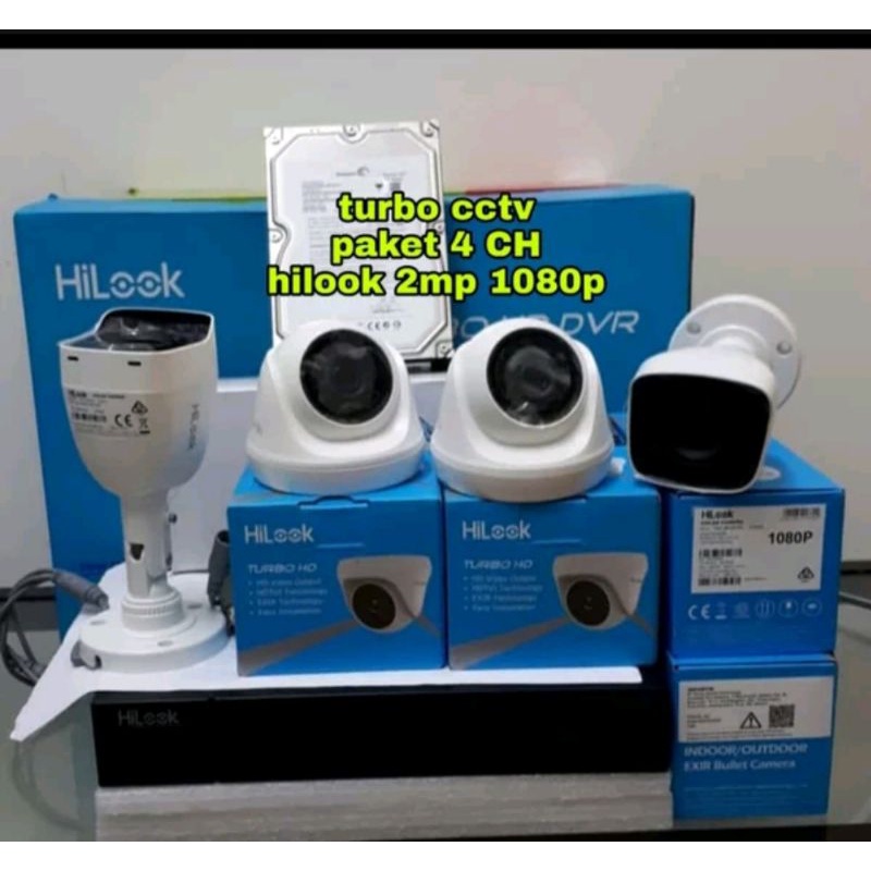 Paket Kamera CCTV HILOOK 4pcs Camera dan 1pcs DVR 4 Channel 1080p FULL HD KOMPLIT 1 DVR &amp; 4 Camera