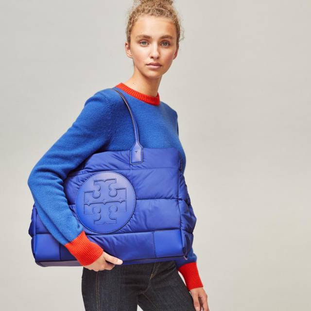 TORY BURCH Ella Puffer Tote totebag tas bag original authentic asli nautical blue biru navy
