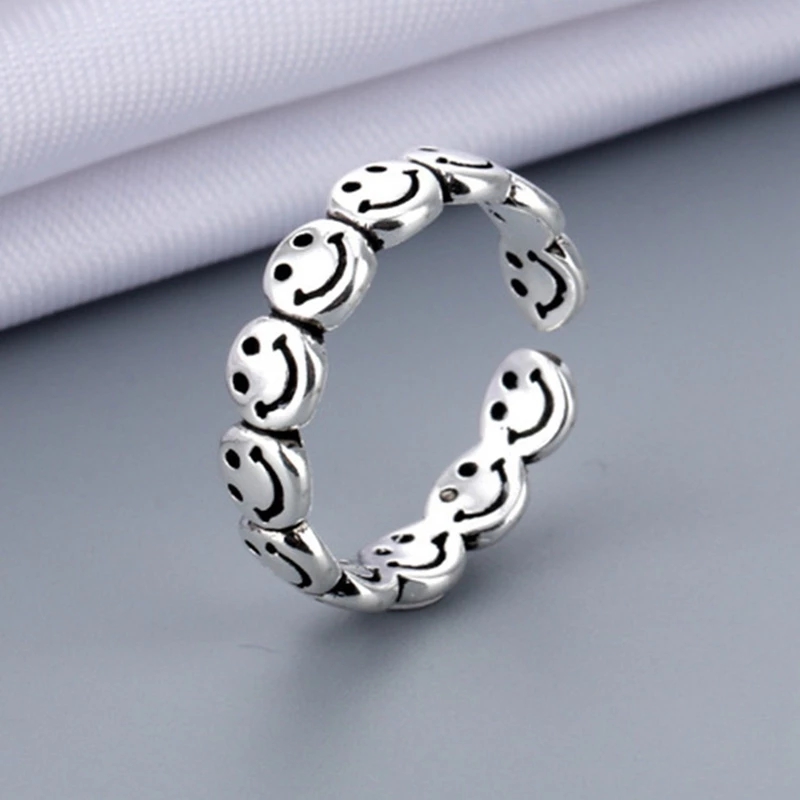 Cincin Jari Desain Multi Happy Smile Face Gaya Elegan Untuk Pria Dan Wanita