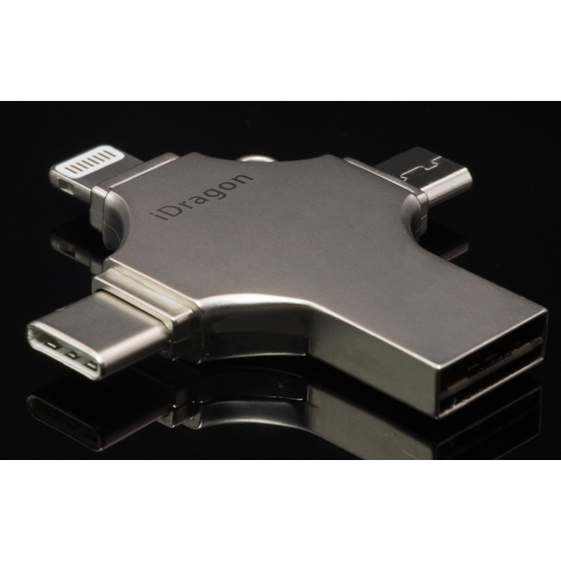 iDragon U010 - 4 in 1 Metal Flash Drive 16GB for Computer and Smartphone