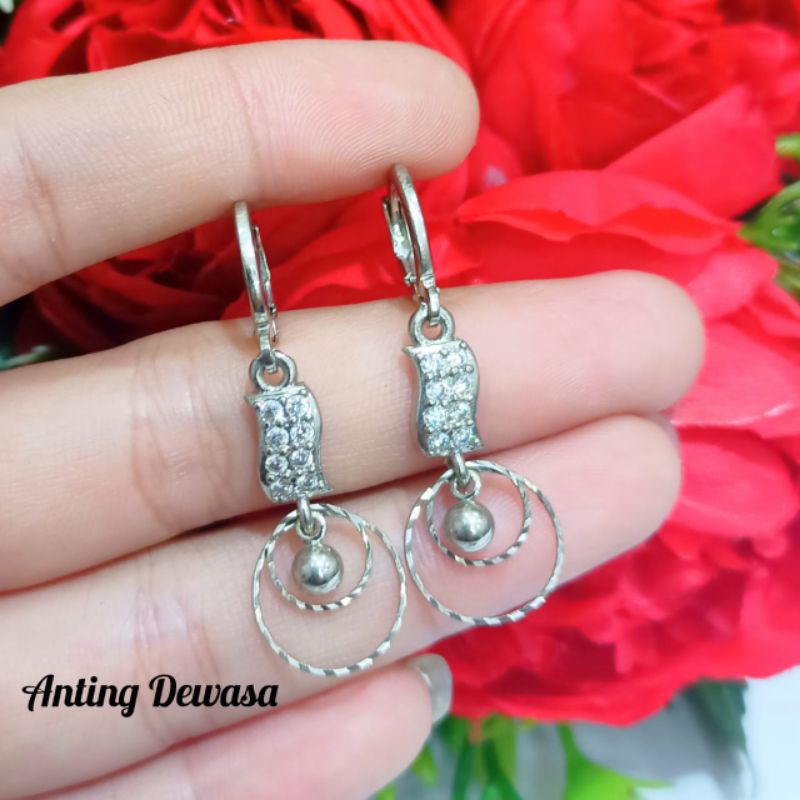 Set TITANIUM Dewasa permata zircon perhiasan putih korea anti karat