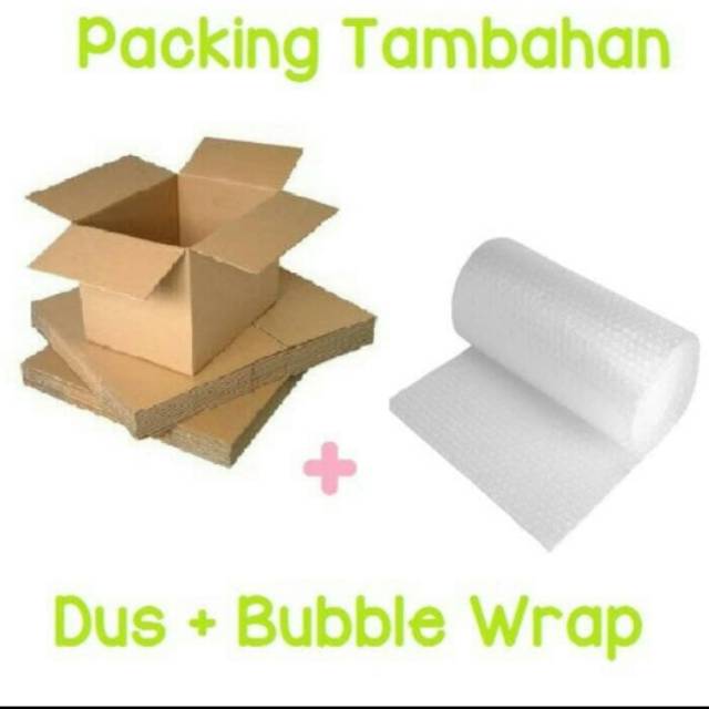 Packing tambahan dus dan bubble untuk keamanan barang