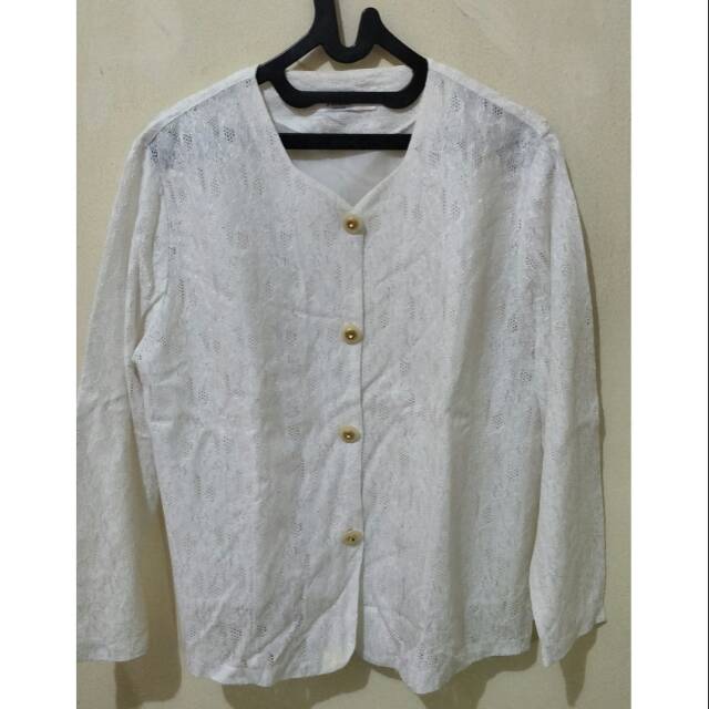 Blazer brokat putih preloved