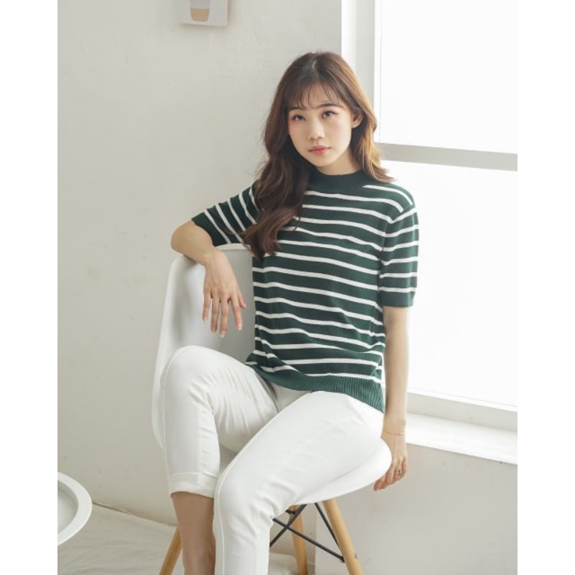 Emma Top Cotton Knit - Atasan Rajut Wanita Tangan Pendek - Korean Top Short Sleeve (301)