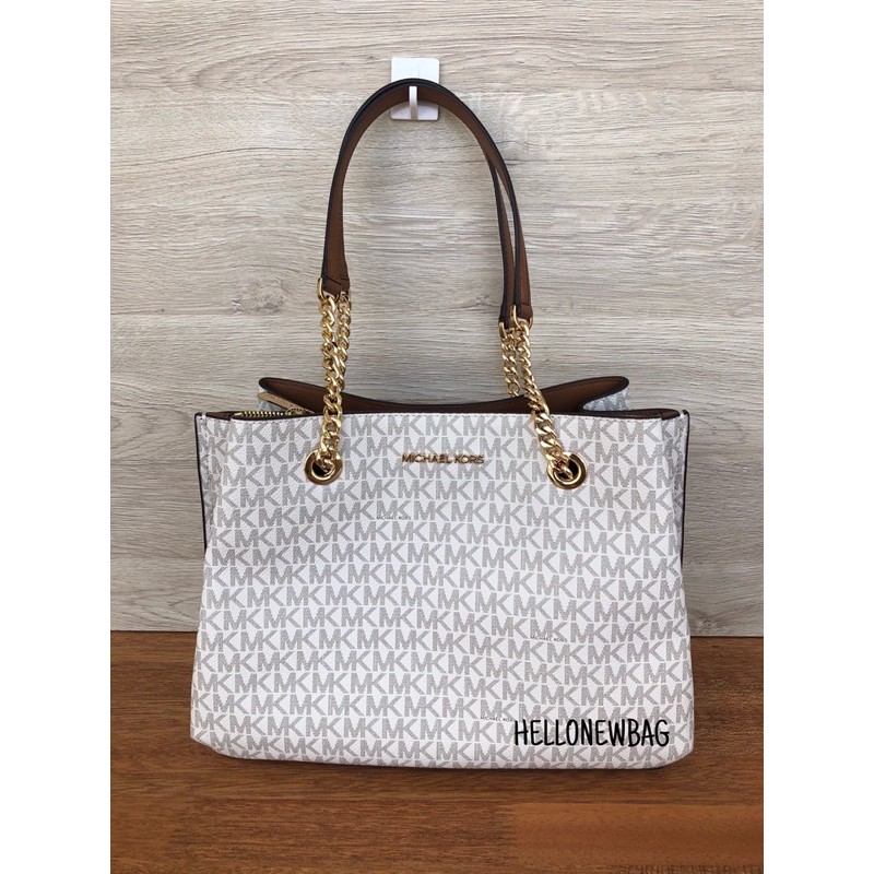 Tas MK original - Michael Kors large teagen long drop in signature vanilla