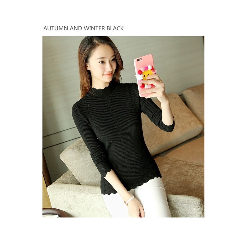 Woman Knit Sweater Import Premium ( Blus Rajut Wanita Kerah Tinggi )