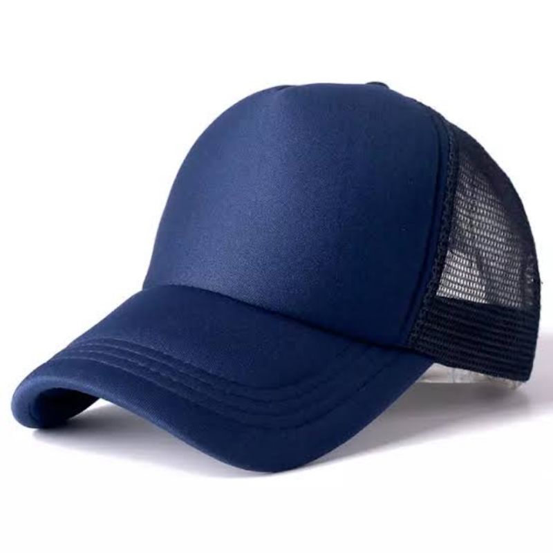 Topi Polos Biru Dongker Trucker