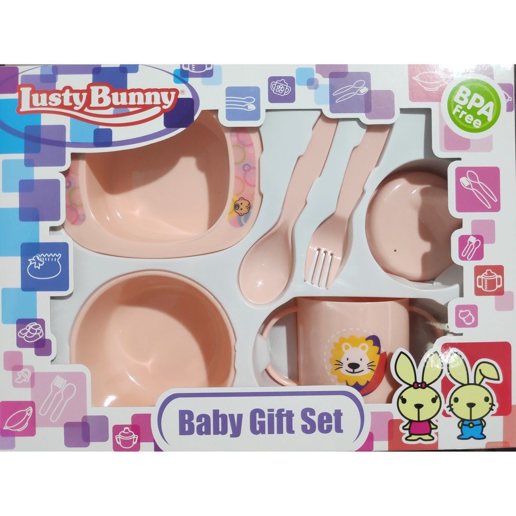 Lusty bunny Baby Feeding Gift Set Alat Makan Bayi / Kado Bayi LB1419-Feeding Set Pink