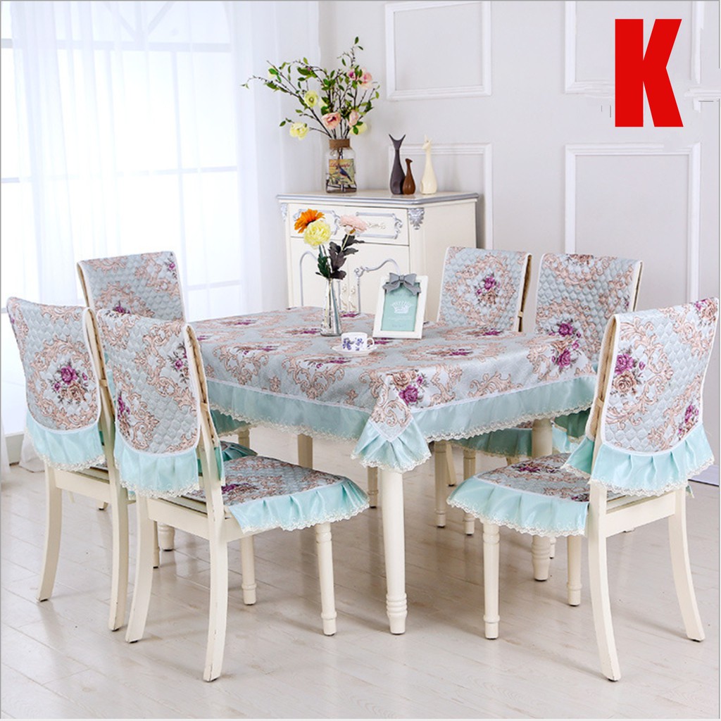 Shabby Lace Tablecloth Chair Set 6 / Taplak Meja Sarung Kursi Bermotif