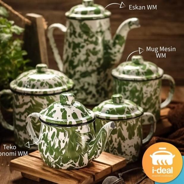 ⅎ TIMBANGAN TEKO Ceret poci MUNGIL Jadul blirik hijau VINTAGE 12 cm ●