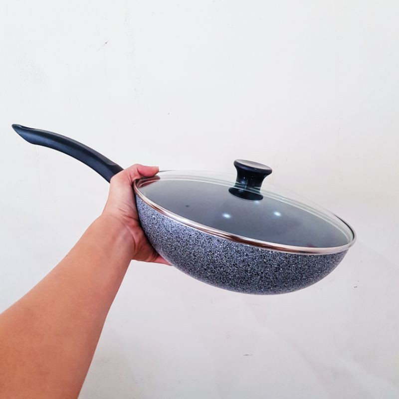 WAJAN MAXIM NEOSTONE DEEPWOK 28 / STIRFRY / WAJAN CEKUNG PlUS TUTUP KACA TERMURAH