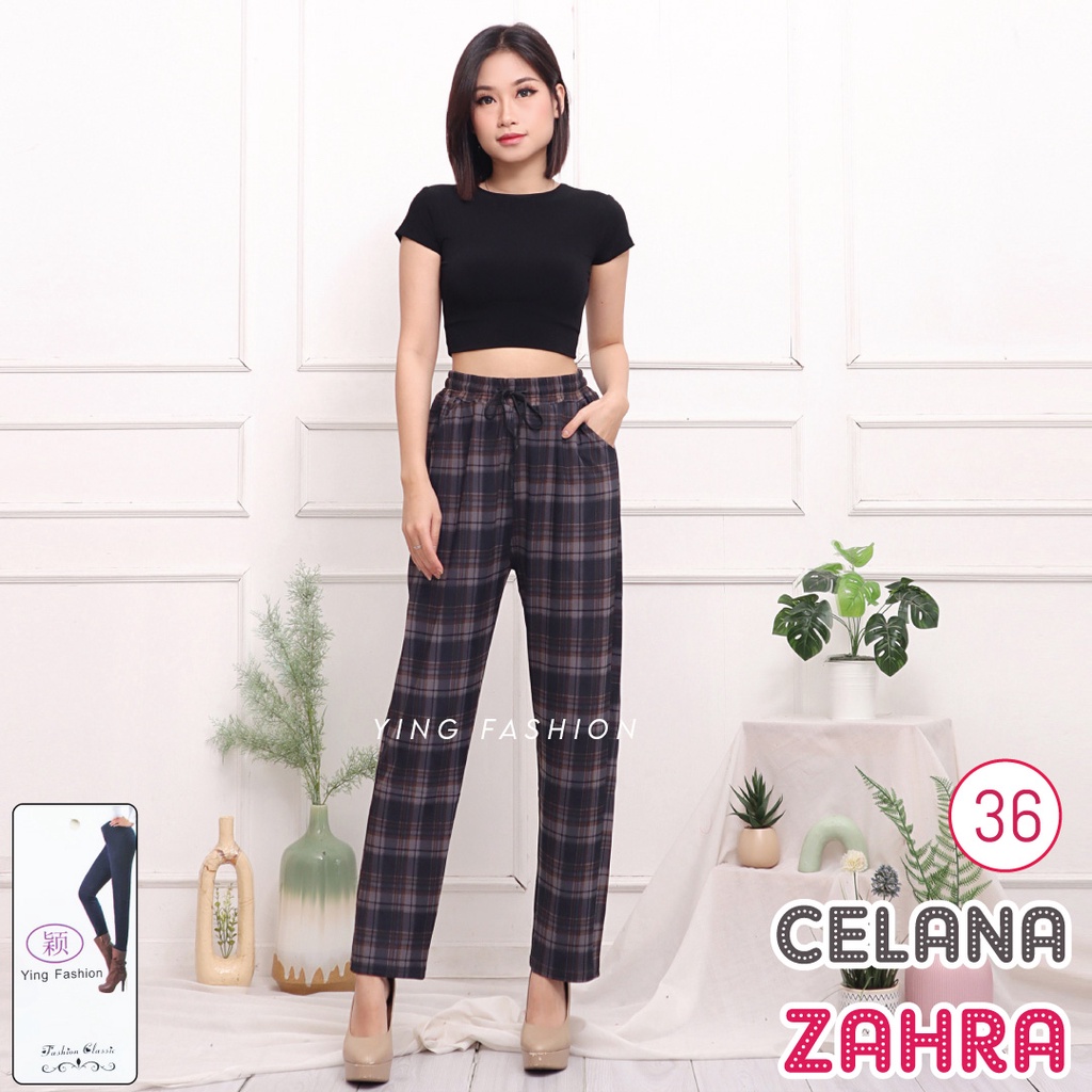 CELANA YING # 36 / CELANA PANJANG WANITA / CELANA KERJA WANITA / CELANA BIG SIZE / Celana kotak kotak wanita / CELANA YING FASHION