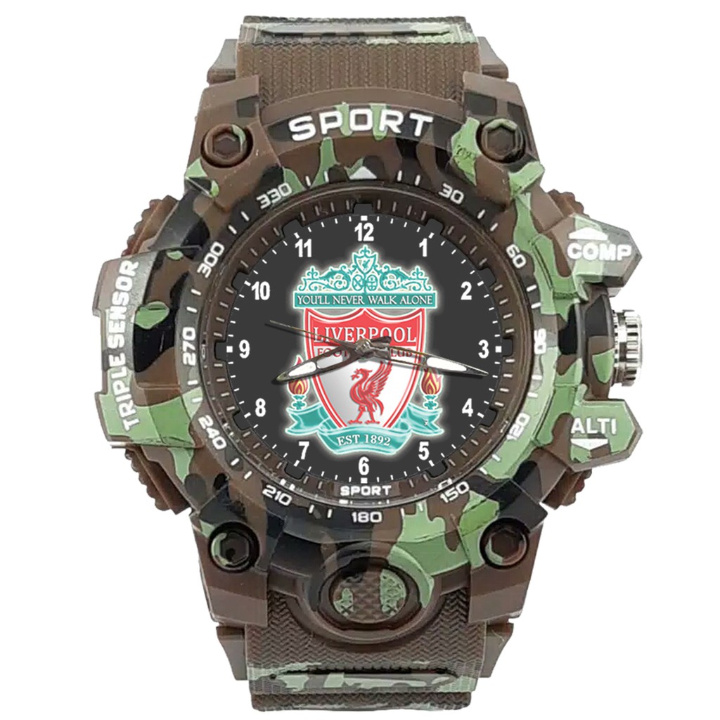 (ISTIMEWA BOSSQUE) JAM CUSTOM LIVERPOOL STRAP ARMY - 5 Warna