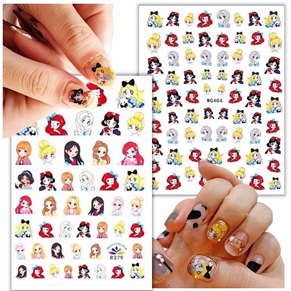 AUGUSTINA Agustina Kartun Stiker Kuku Wanita Gadis Decal Anime Manicure Aksesoris