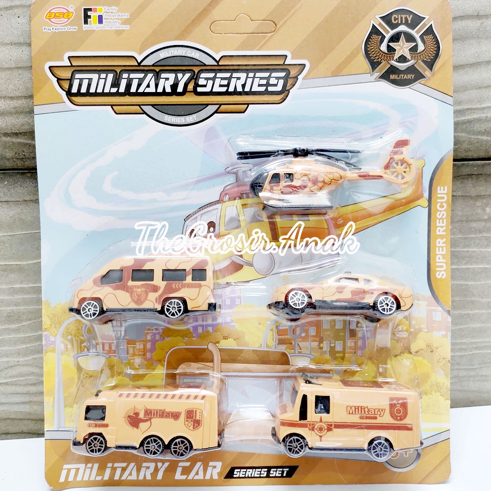 Military Series Car Set Mainan Mobil Helikopter Army Tentara Militer