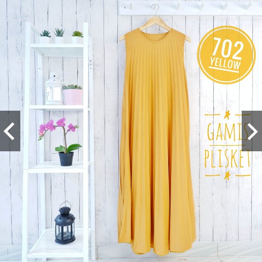 BD 702 - GAMIS PLISKET XL HYGET TANGAN BUNTUNG KUNTUNG MURAH POLOS MUSLIMAH MAXY DRESS PANJANG