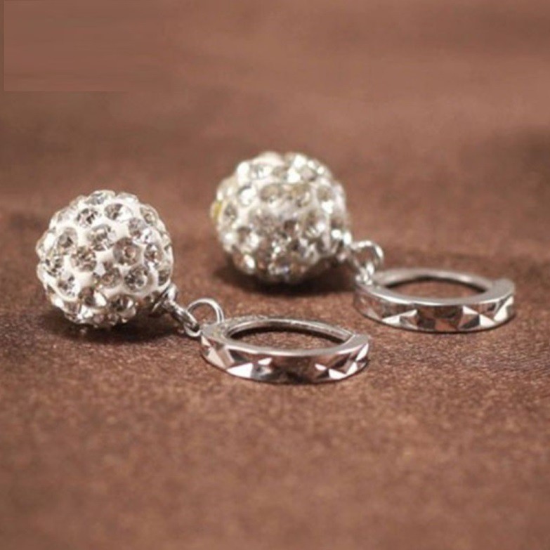 Anting Huggies BALL Berlian Imitasi Gaya Korea Fashion Bola Kristal Women Earring Pesona Wanita