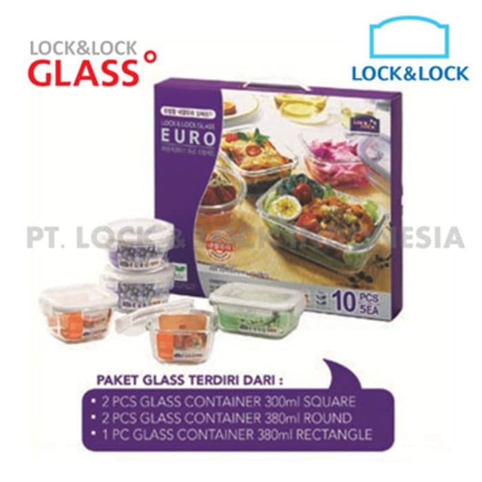 Lock &amp- Lock Airtight Container Euro Glass Container 5P Set/LLG422YX1