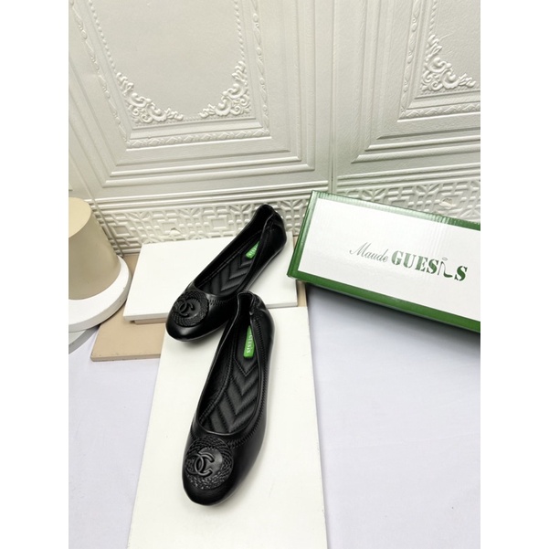 sepatu flat shoes wanita terbaru kekinian pesta MAUDE GUESIS sepatu flat bahan kulit kualitas import TOR23