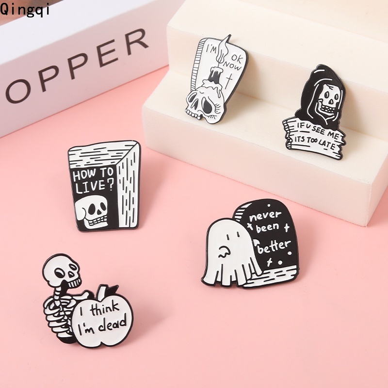 Bros Pin Enamel Bentuk Tengkorak Gaya Punk Gothic Untuk Hadiah