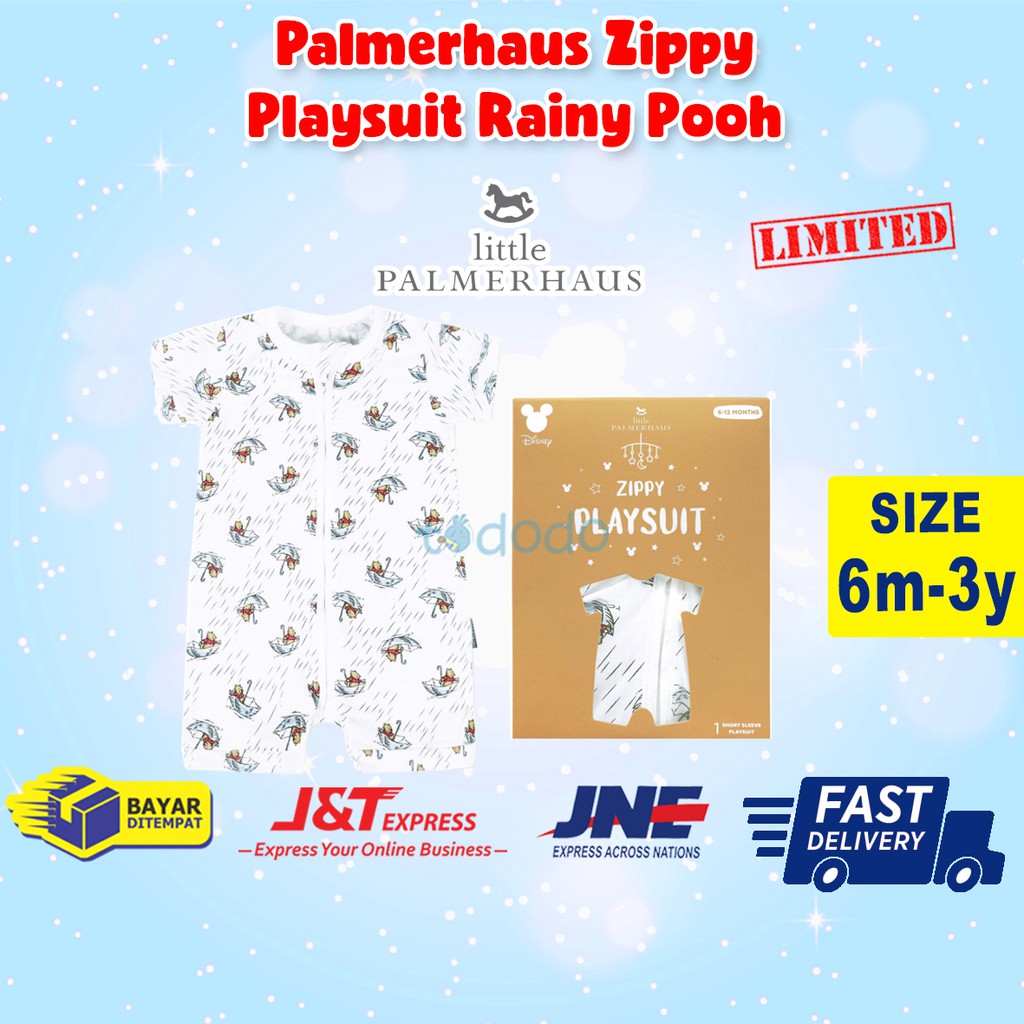 Baju Jumper Jumpsuit Bayi /Pakaian Romper Anak 6 Bulan - 3 Tahun Pakaian Tidur Bayi Palmerhaus Zippy Playsuit Rainy Pooh