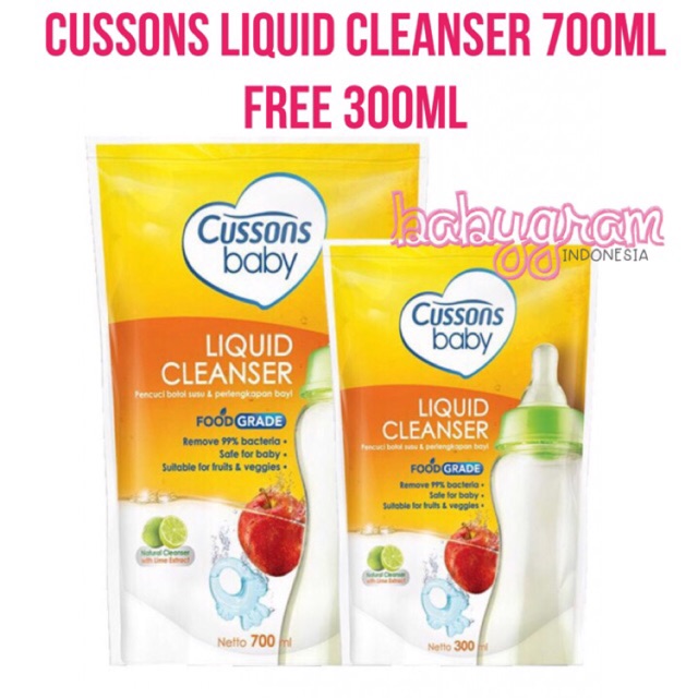 Cussons Baby Liquid Cleanser 700ml+300ml / Sabun Cuci Botol 300ml+100ml nipple bottle