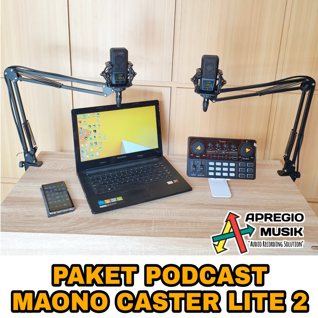 paket podcast 2 orang Maono mixer LCV 260 fitur lengkap