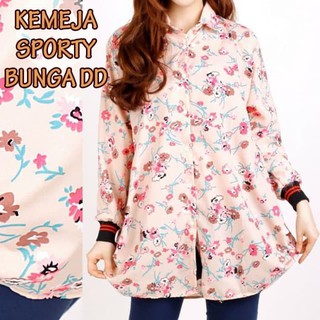  Jumbo  Kemeja Sporty Baju  Atasan  Wanita  Bigsize Lengan 