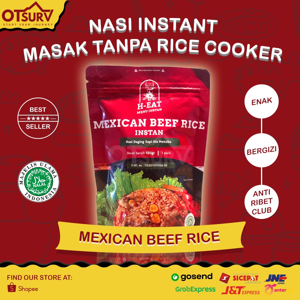 Nasi Instan Mexican Beef Rice H-EAT Makanan Cepat Saji Outdoor Camping