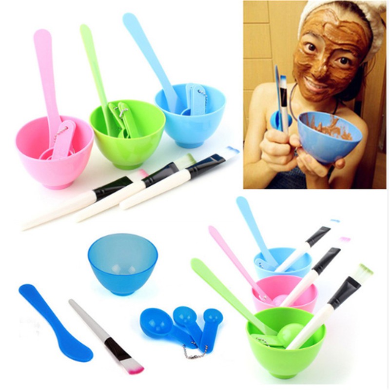 Set Mangkok Masker 4in1 - Alat Perawatan Wajah Perlengkapan Merawat Kulit Wajah Wadah Masker Wajah