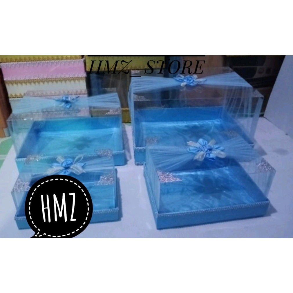 KOTAK HANTARAN SESERAHAN MIKA TINGGI ISI 4 WARNA BIRU MUDA
