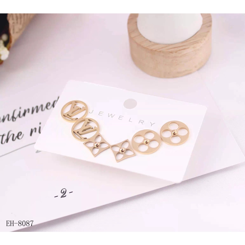 Anting titanium perhiasan fashion 8087,8062