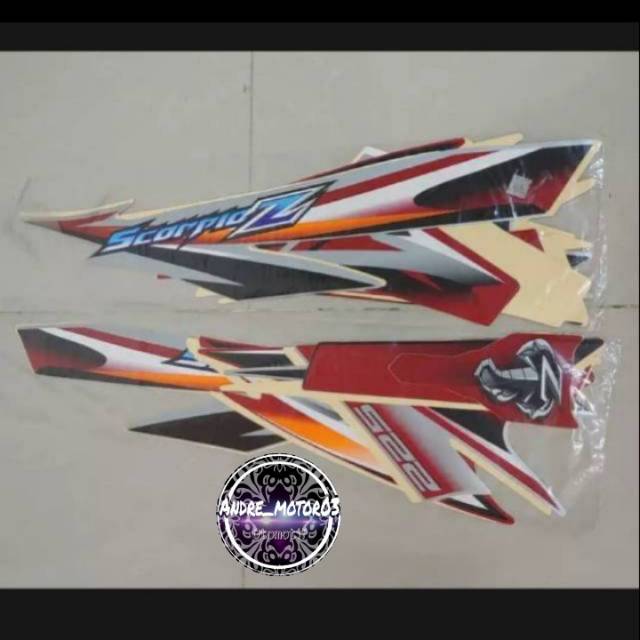 Striping motor Scorpio Z 2008 silver merah