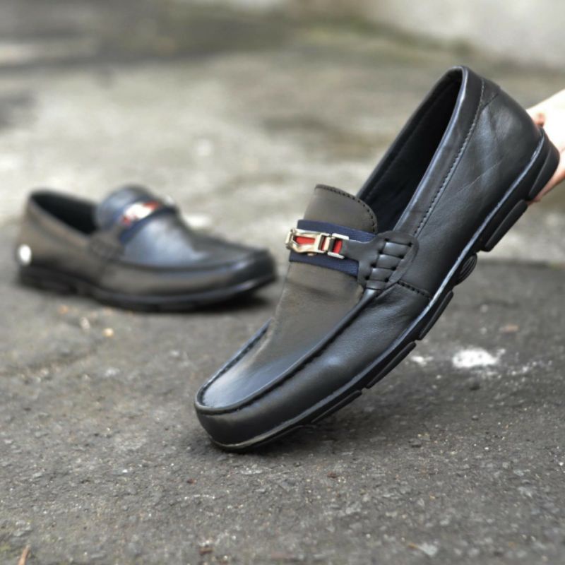 TICE SLOPE Sepatu Kulit Pria Sepatu Formal Pria Slip On Loafers Casual Kerja Kantor Slop Selop Pesta Kondangan