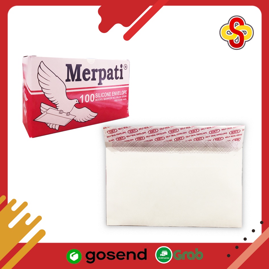 Amplop Putih Merpati 104 Perekat 80 gr 152 x 90 mm Isi 100 Lbr