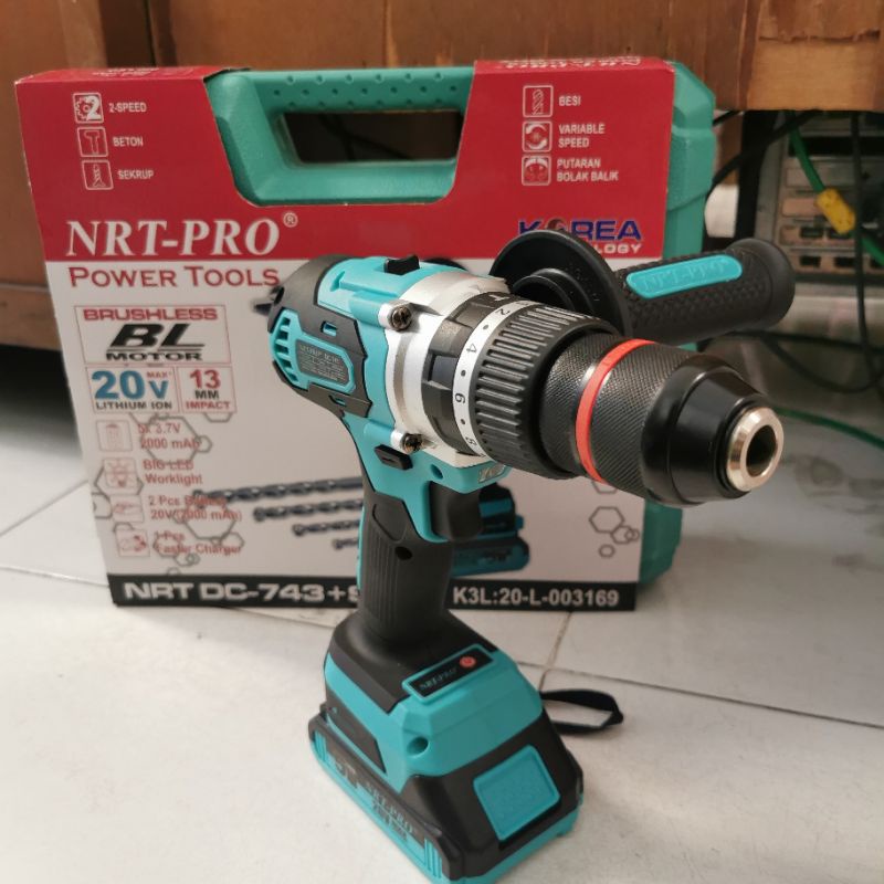 Mesin Bor Cordless 13mm Impact DC743 NRT PRO Brushless 13 mm DC 743  NRT-PRO DC-743