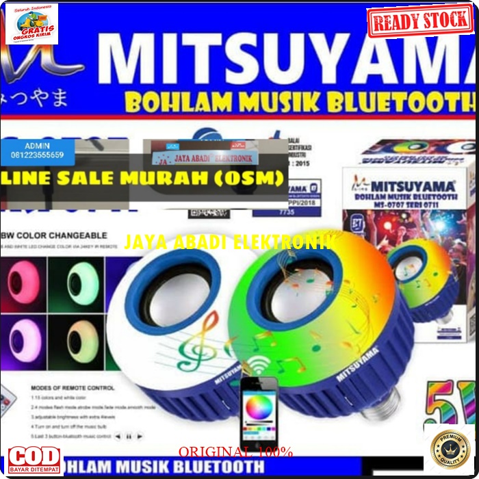 G405 MITSUYAMA LAMPU SPEAKER REMOTE CONTROL WARNA BOHLAM BLUETOOTH HANDPHONE MP3 LED DAPAT BERUBAH WARNA PRAKTIS DAN MUDAH DIGUNAKANN COCOK UNTUK DEKORASI KAMAR CAFE DLL PRODUK BERKHUALITAS HARGA TERJANGKAU