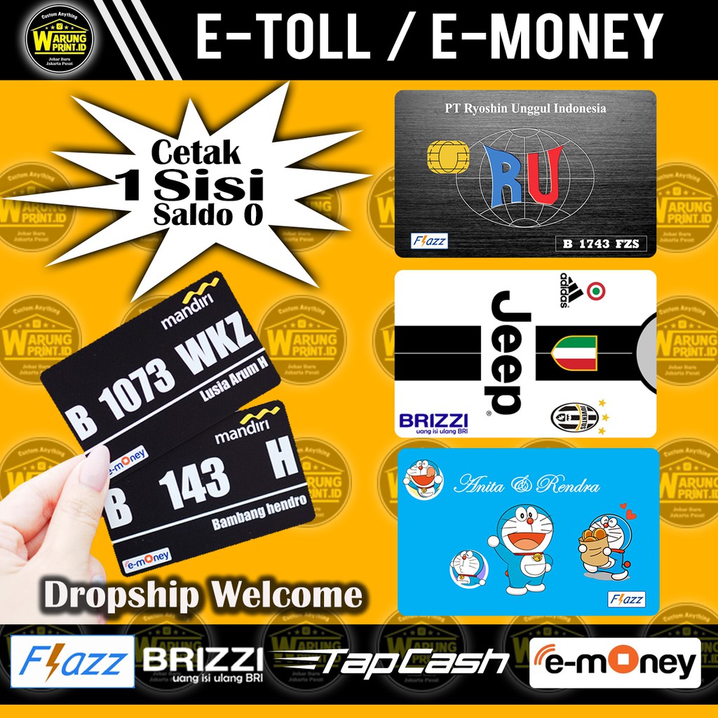 card e-toll custom flazz printing uv