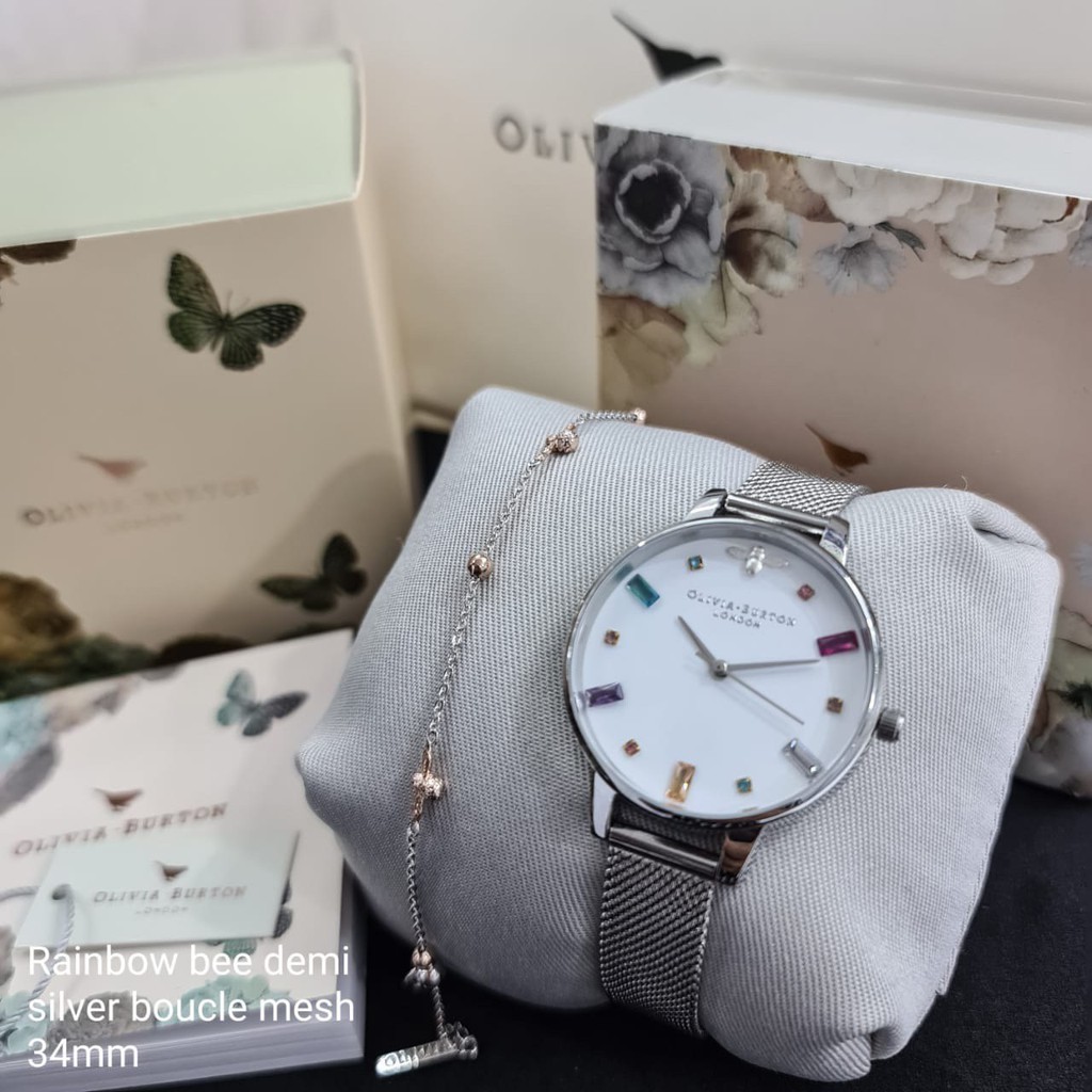 [ Olivia Burton ] Jam Tangan Olivia Burton Original | OB Rainbow Bee Demi + Gelang