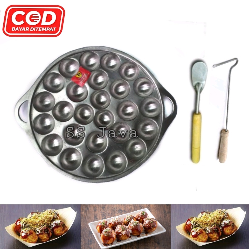 Cetakan takoyaki / cetakan kue takoyaki baklor maklor cilor telur puyuh 22 lubang gratis pengait dan