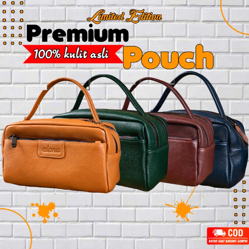 TAS CLUTCH POUCH WANITA Cow Leather ALONA PREMIUM KULIT ASLI ORIGINAL GENGGAM KEKINIAN CEWEK BRANDED