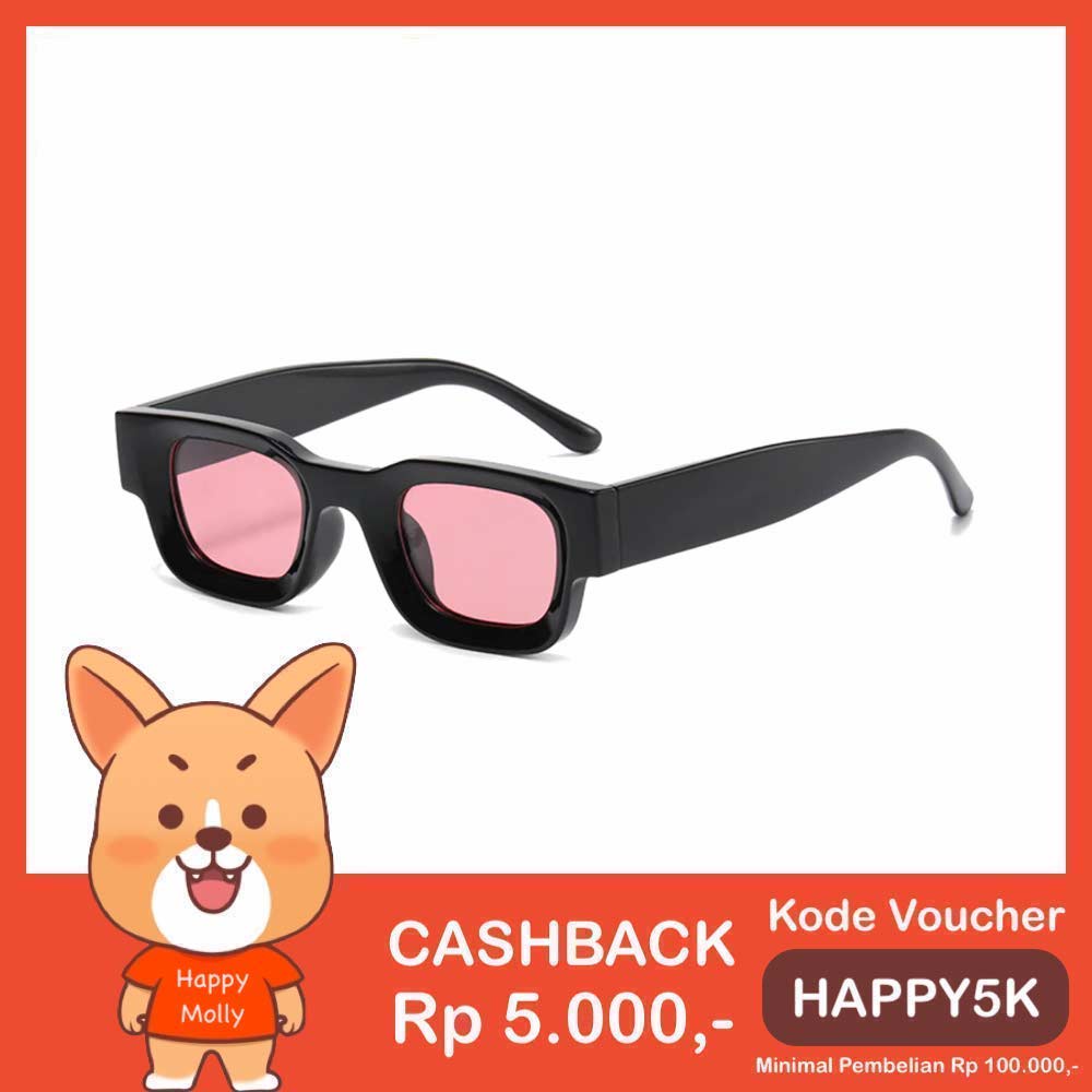 Kacamata UV400 [ Hitam Pink ] Anti Radiasi - Sunglasses Pria &amp; Wanita Korea - HM8105