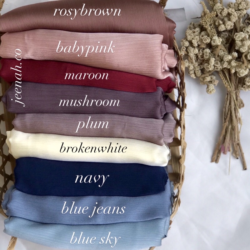 Pashmina Premium Satin Silk Malaysia Textured Crinkle (JAHIT TEPI KECIL SUPER RAPI)-3