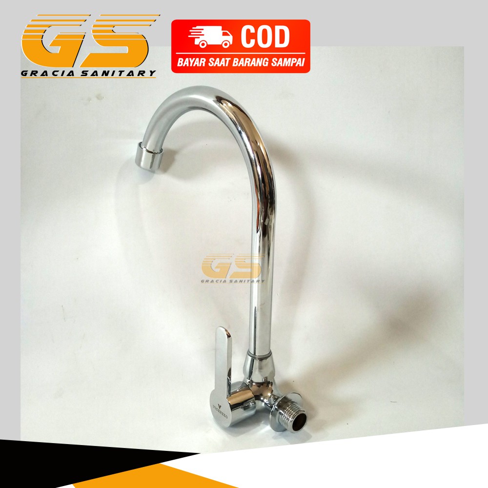 Kran Cuci Piring Kuningan 1/2&quot; Kran Sink Tembok Wastafel Keran air KST 956