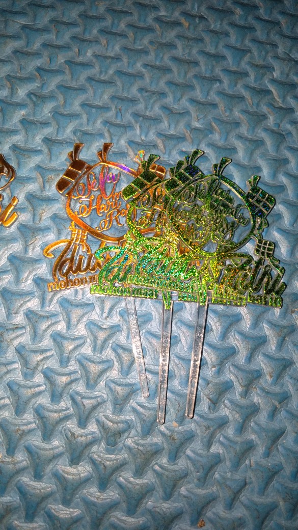 Cake Topper Idul Fitri Motif 10 Acrylic Akrilik Hiasan Kue Puding Lebaran Bagus
