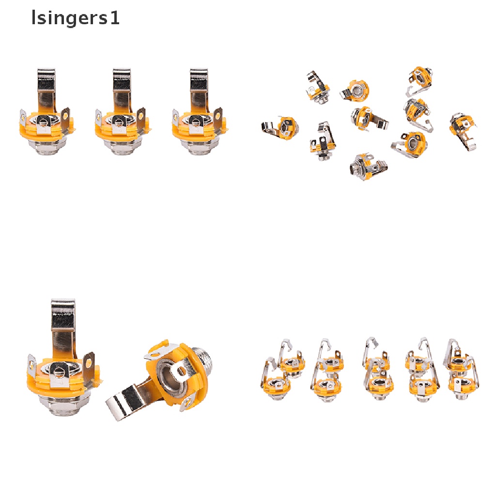 (lsingers1) 10pcs / Set Socket Jack ID Mono 1 / 4 &quot;6.35mm Untuk Gitar