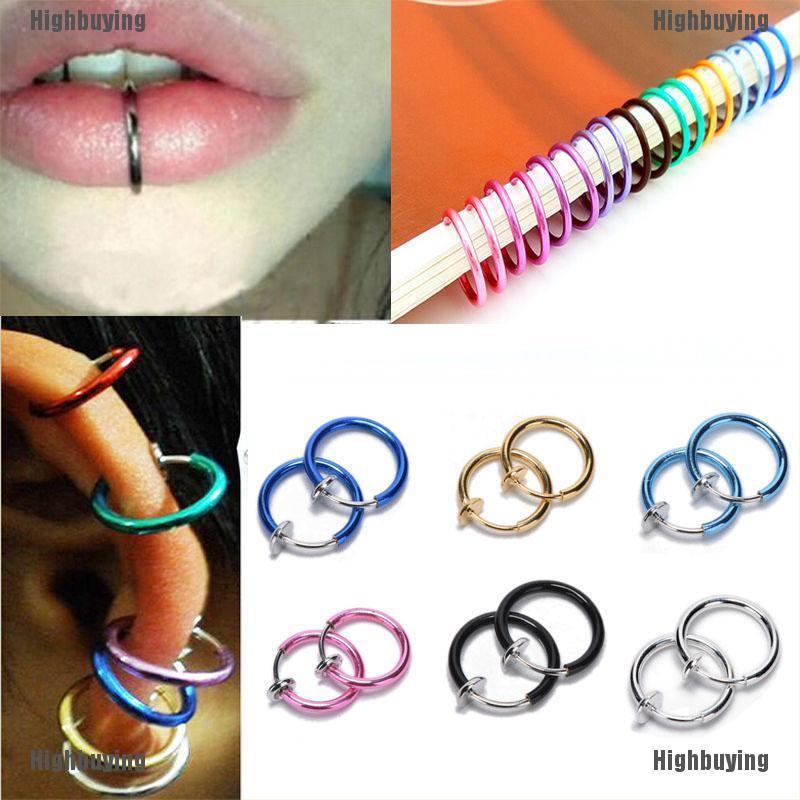 Hbid 2Pcs Anting Tindik Hidung Palsu Model Clip On untuk Hbid 2Pcs Anting Tindik Hidung Palsu Model Clip On untuk