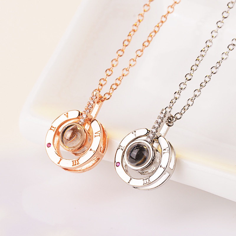 [Ready Stock]Fashion Plated 925 Sterling Silver Rose Gold Pendant Heart-Shaped Diamond Necklace