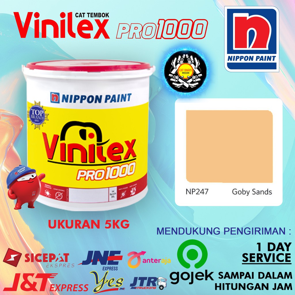 CAT AIR TEMBOK DINDING VINILEX 5 KG WARNA NP 247 GOBY SANDS NP247 CREAM IVORY BEIGE TUA SALMON CORAL