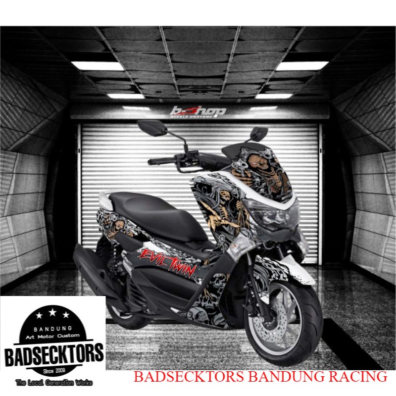 Sticker Decal Yamaha NMAX Full body Evil grafis grey black keren